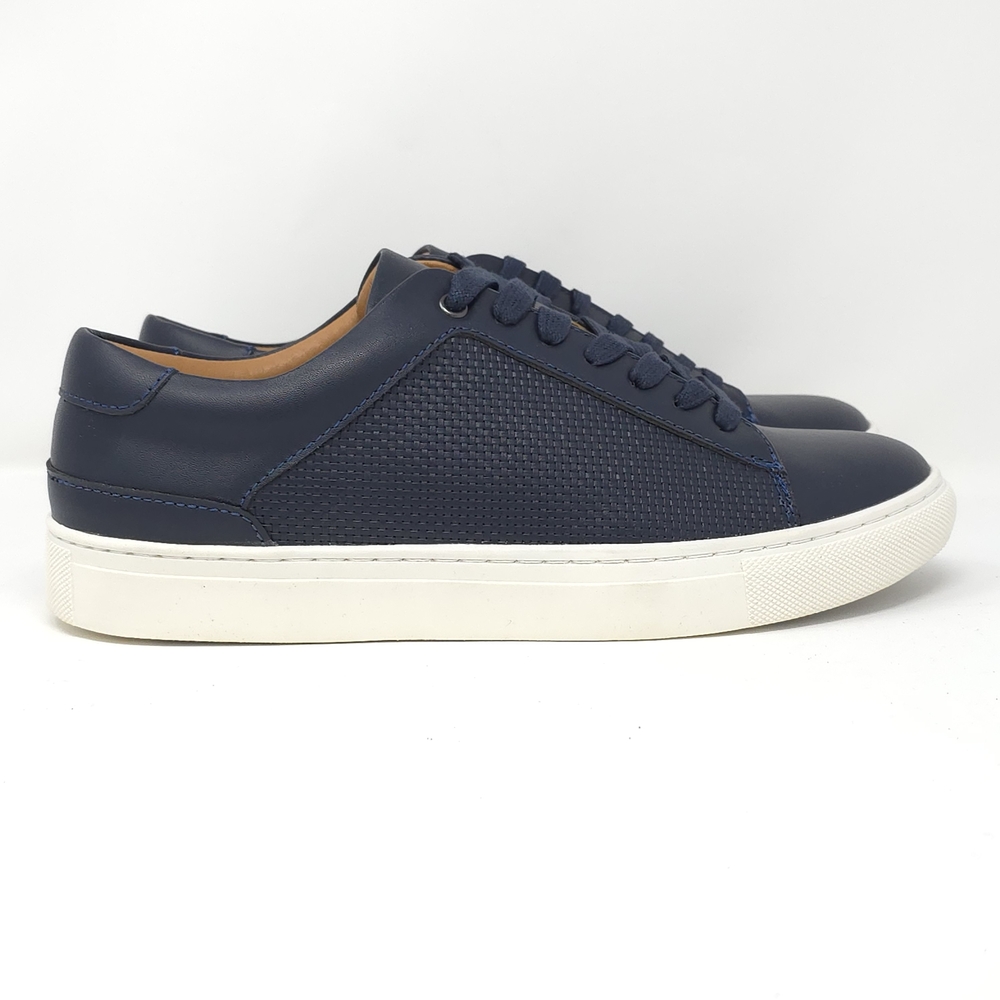 Alfani Adairr Navy Embossed Leather Sneakers 8M - Picture 3 of 6
